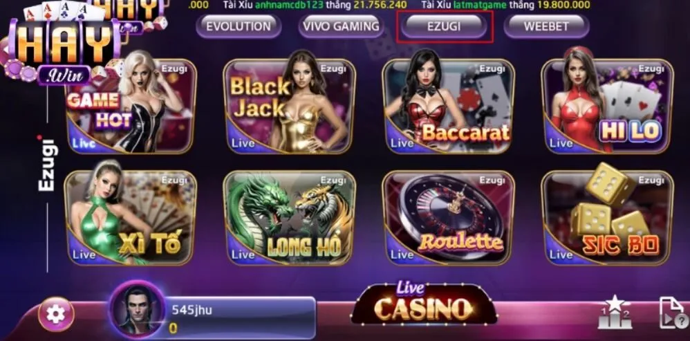 Tận hưởng bộ trò chơi đỉnh cao tại sảnh Live